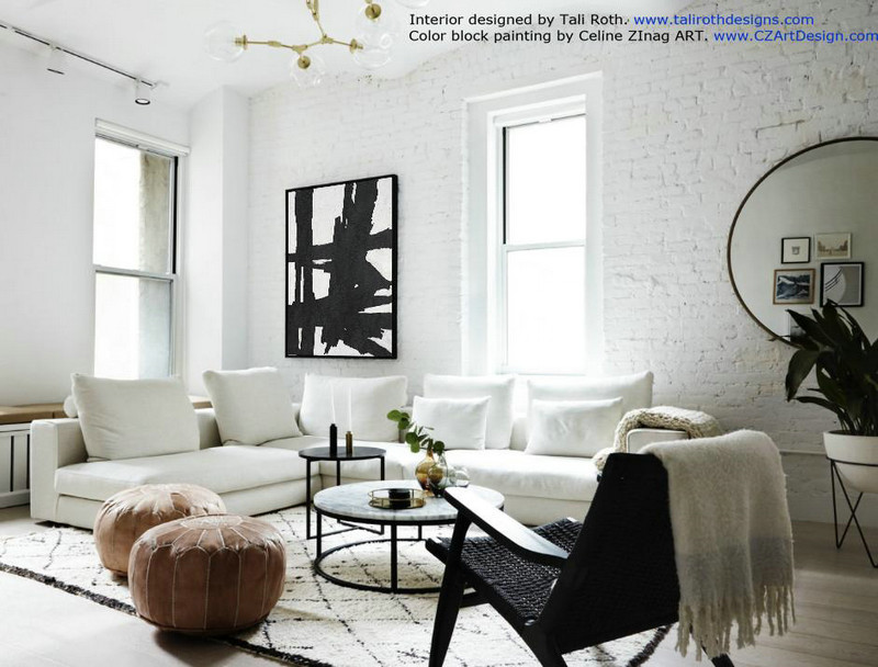 Extra Large Acrylic Painting On Canvas,Black And White Minimal Painting On Canvas - Pretty Abstract Paintings